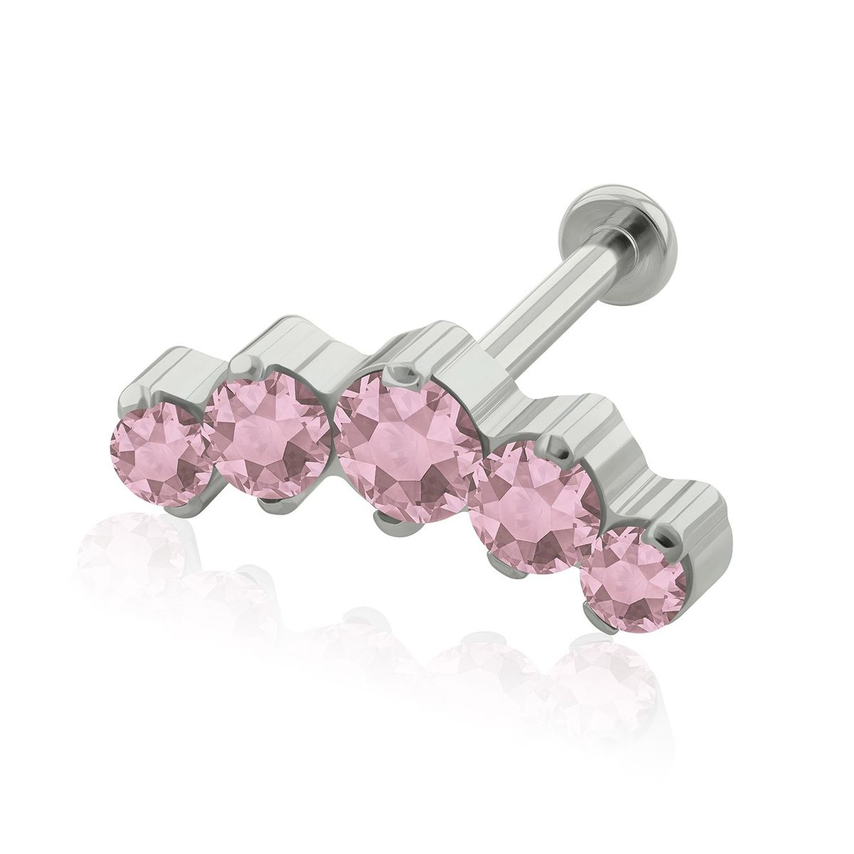AGHA JEWELRY - Titanio Arete piercing Curvo 5 joyas Cristal Zirconia Cúbica para Lóbulo