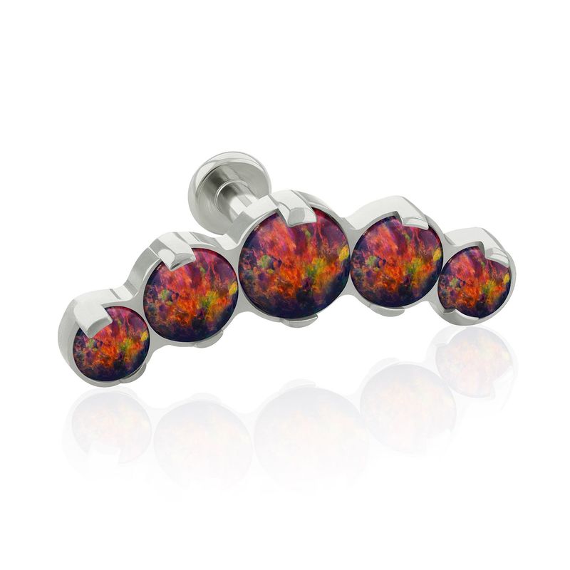 AGHA JEWELRY - Titanio Arete piercing Curvo 5 joyas Opal para Lóbulo