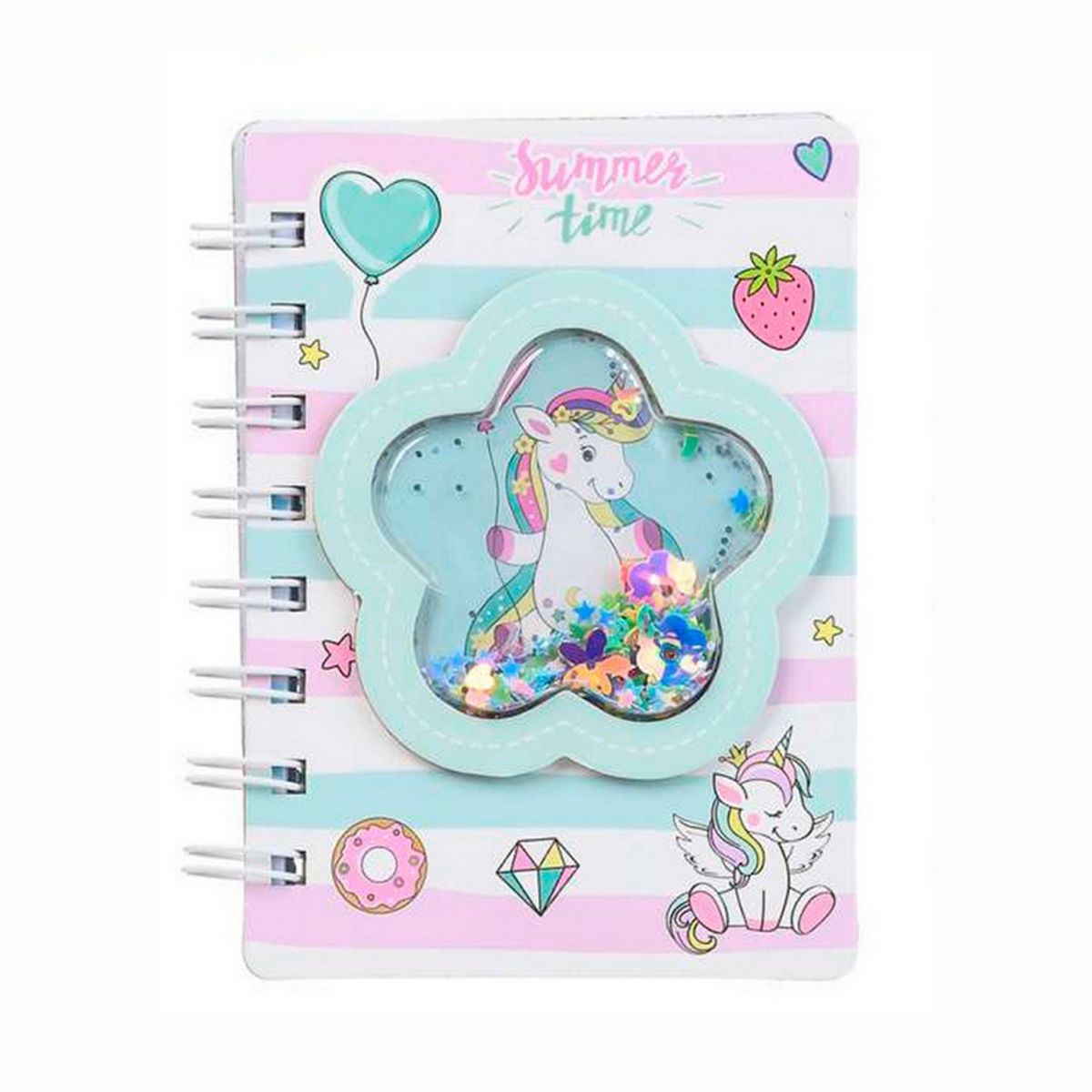 GENERICO - Agenda Libreta Diario Unicornio Pony 3d Corazones Estrellas