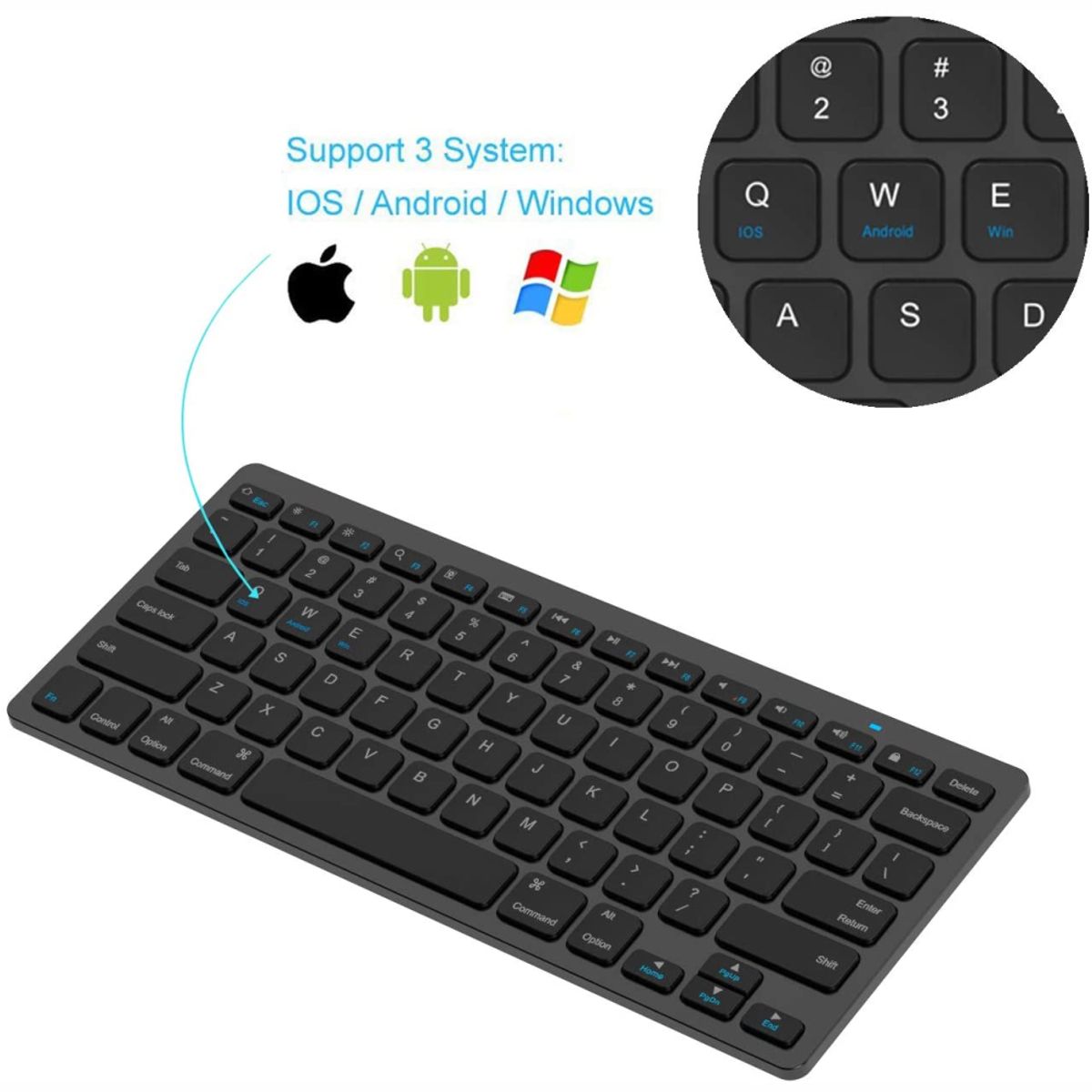 GENERICO - Teclado Bluetooth Wireless Keyboard Mac Pc Tablet Cel