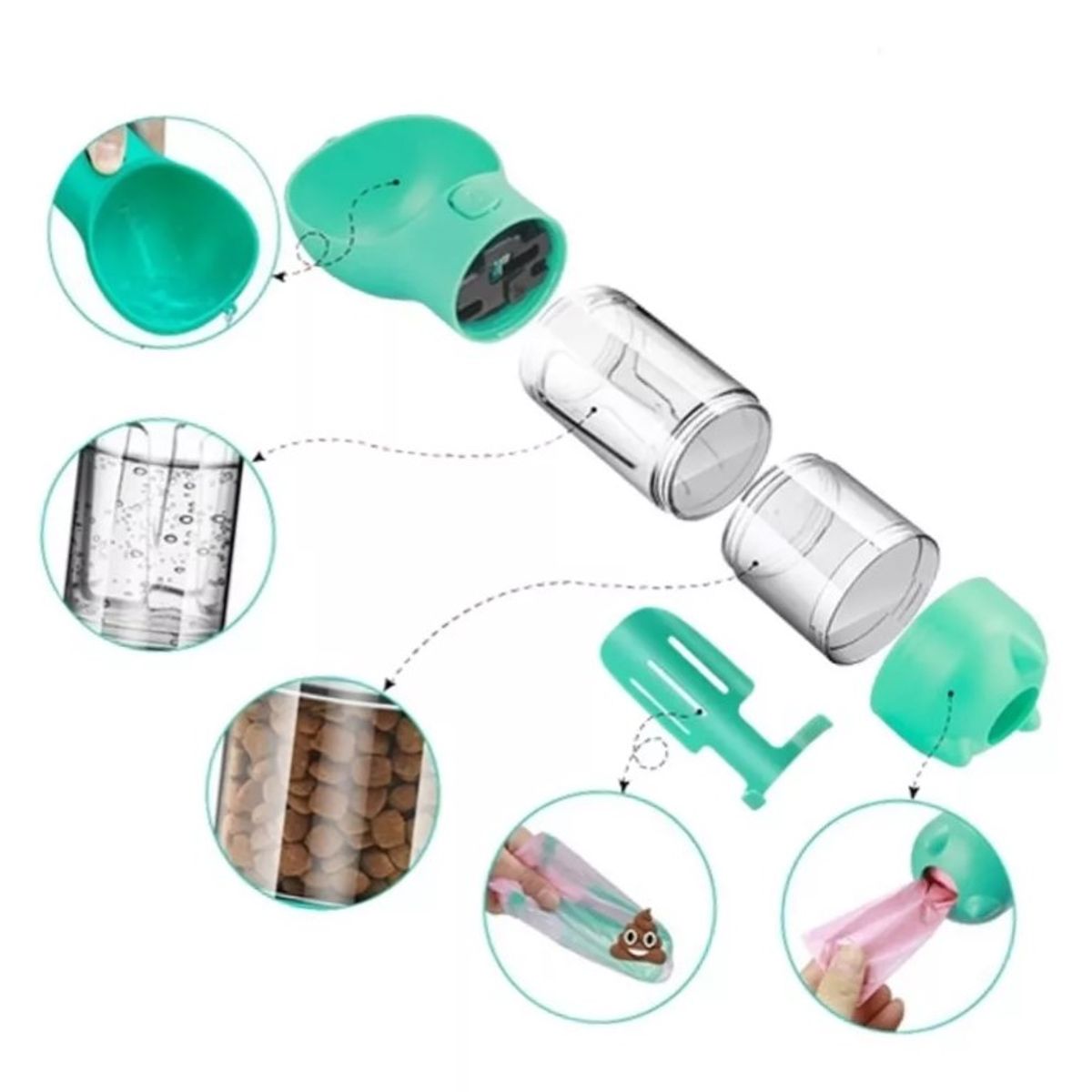 WUUFU - Botella Portátil 3 En 1 Multifuncional Para Perros Mascotas