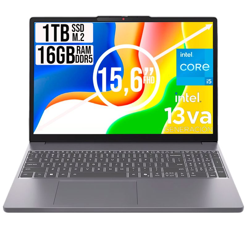 LENOVO - PORTATIL LENOVO INTEL CORE I5-13420H SSD 1TB RAM 16GB LED 15,3 FULL FHD