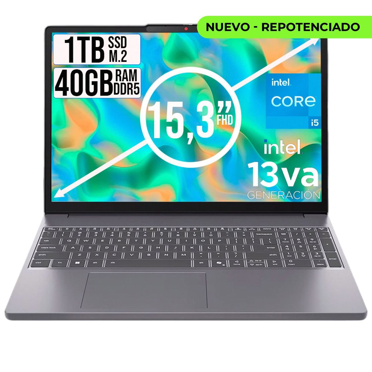 LENOVO - PORTATIL LENOVO SLIM INTEL CORE I5-13420H SSD 1TB RAM 40GB LED 15,3 FULL FHD