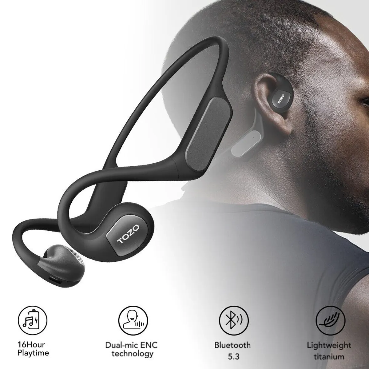 TOZO - Auriculares TOZO OpenReal con control táctil y cancelación de ruido