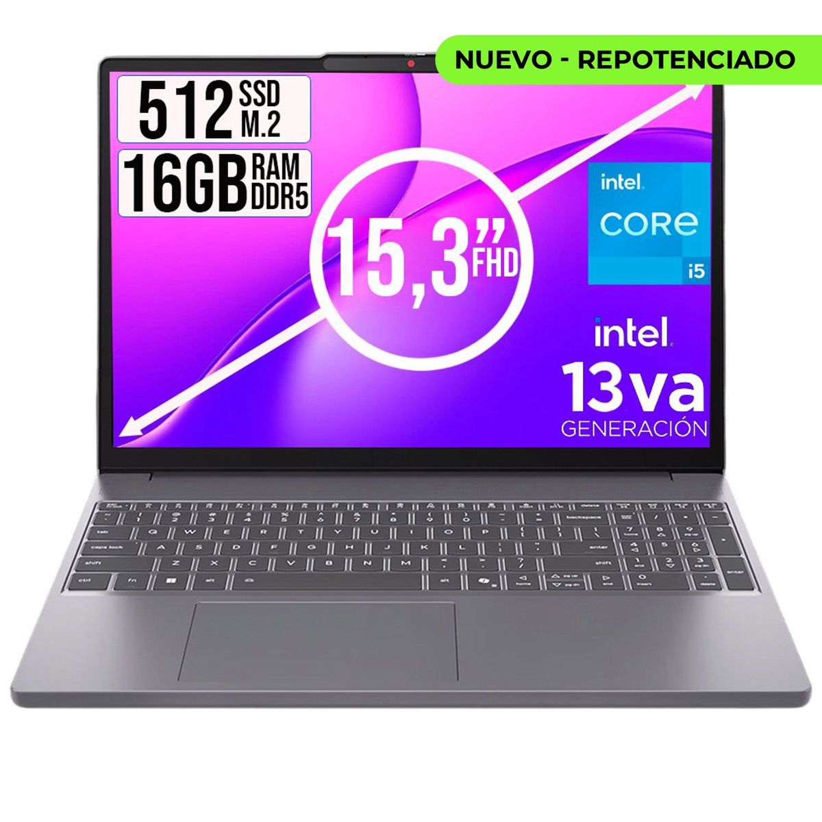 LENOVO - PORTATIL LENOVO SLIM INTEL CORE I5-13420H SSD 512GB RAM 16GB LED 15,3 FULL HD