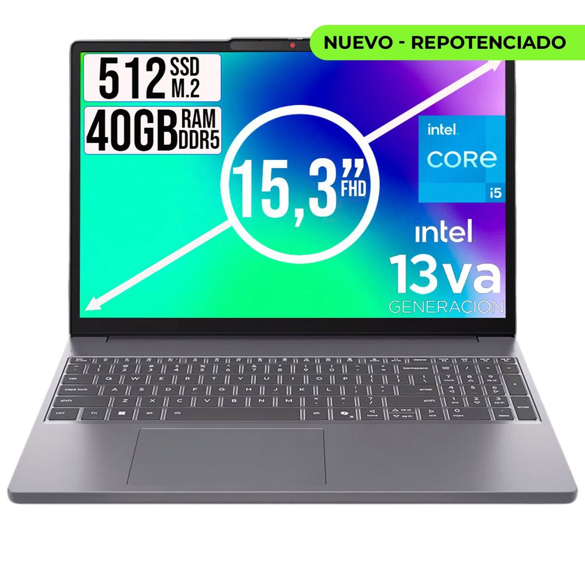 LENOVO - PORTATIL LENOVO SLIM INTEL CORE I5-13420H SSD 512GB RAM 40GB LED 15,3 FULL HD