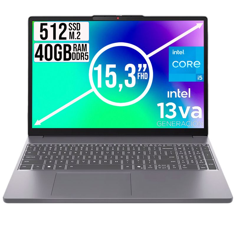 LENOVO - PORTATIL LENOVO SLIM INTEL CORE I5-13420H SSD 512GB RAM 40GB LED 15,3 FULL HD