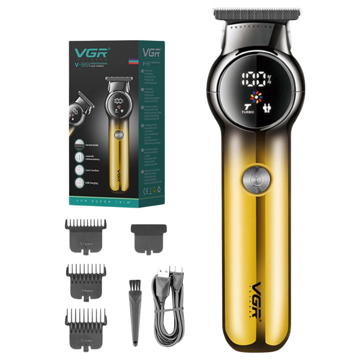 VGR - Patillera Recargable Recortadora Para La Barba Vgr V990 Led