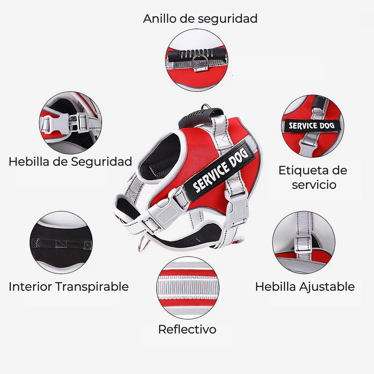 GENERICO - Arnes Pechera Perro Service Dog Chaleco Resistente Negro XL
