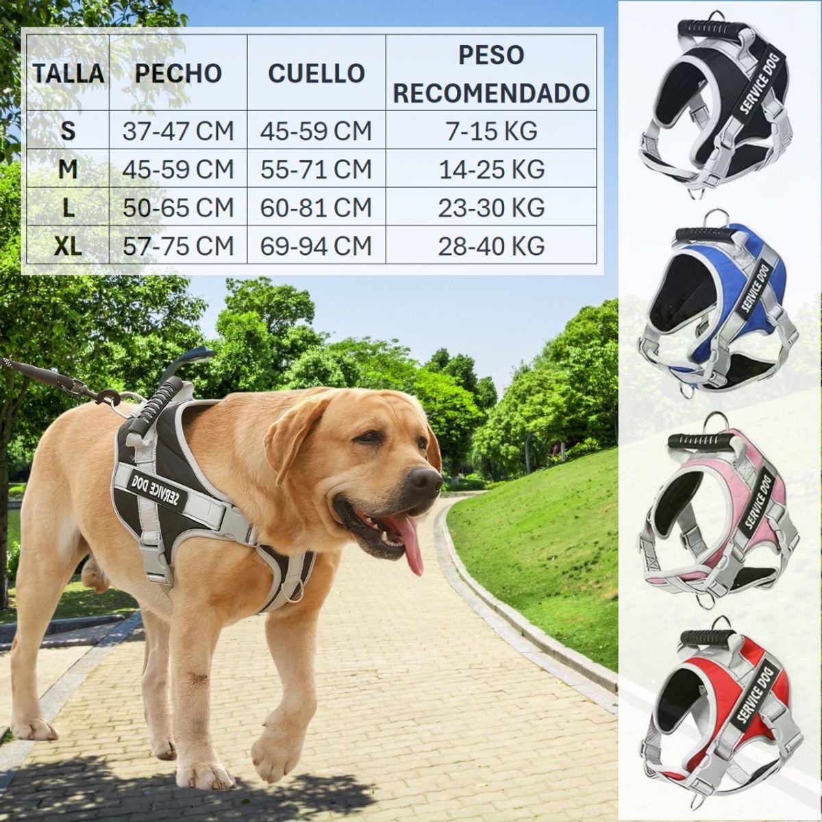 GENERICO - Arnes Pechera Perro Service Dog Chaleco Resistente Azul XL