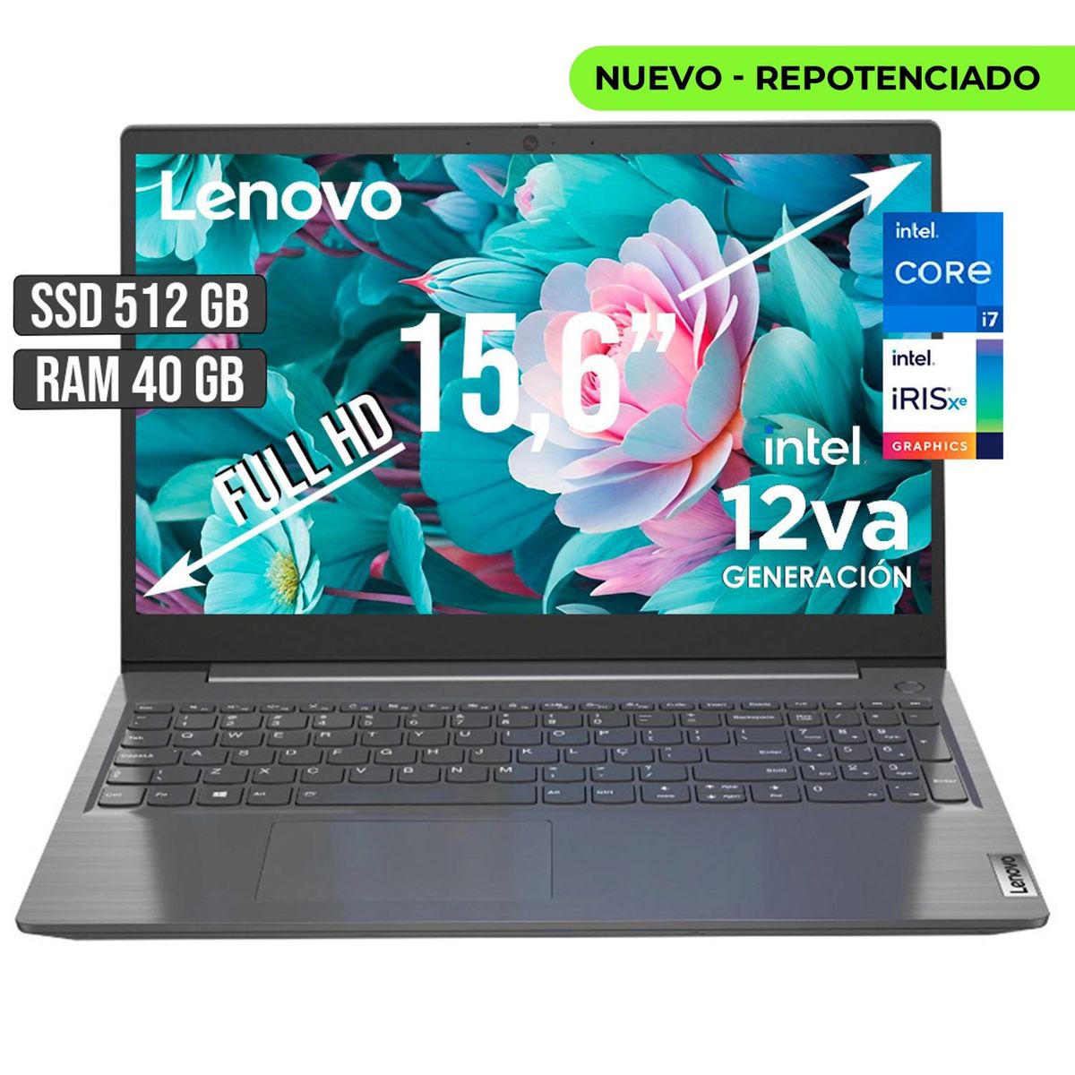 LENOVO - PORTATIL LENOVO INTEL CORE I7-1255U SSD 512GB RAM 40GB LED 15,6 FULL HD