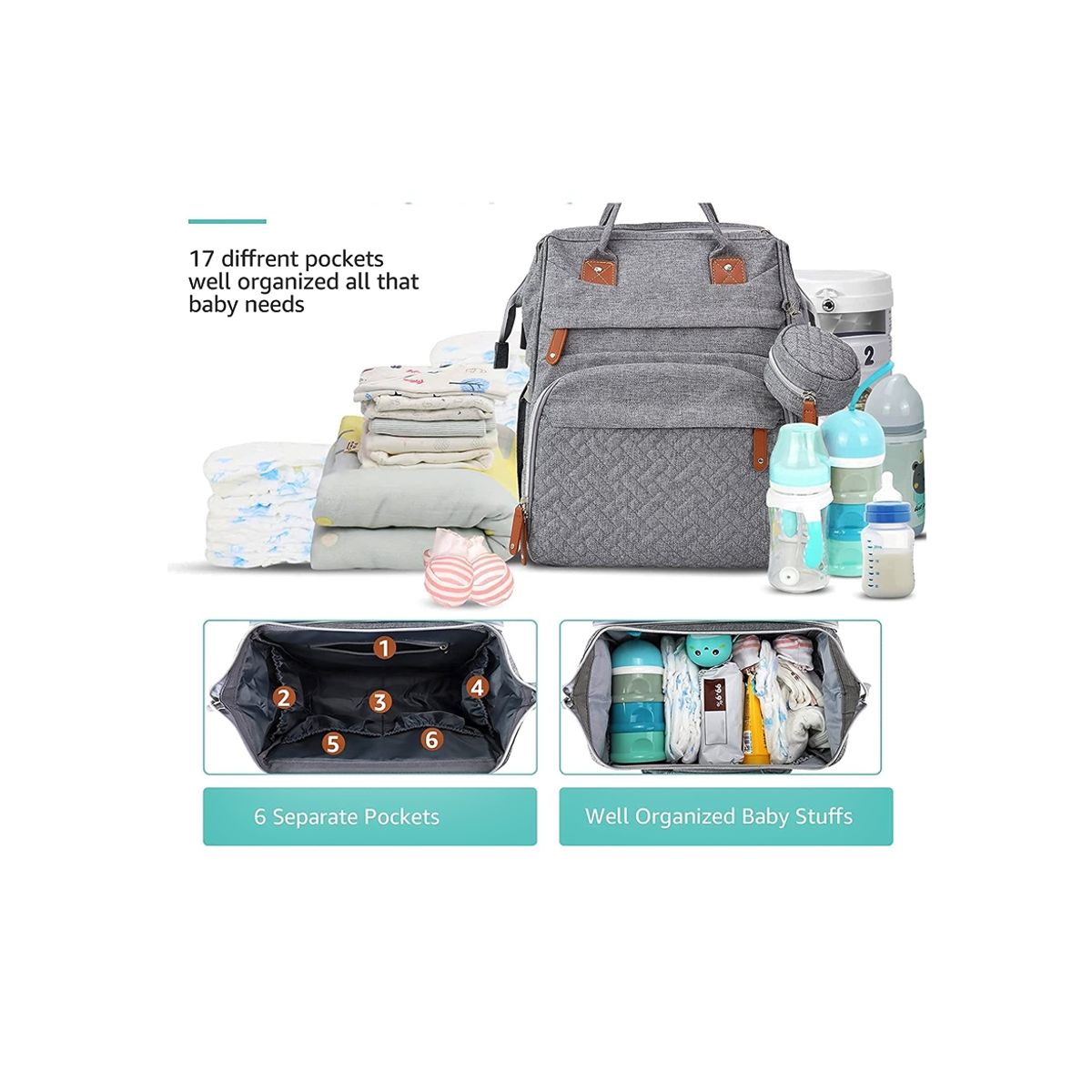 GENERICO - Pañalera Tipo Morral Con Entrada USB Color Gris