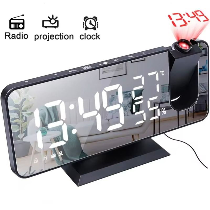 ONE PIXEL - Radio Reloj Despertador Con Proyeccion De Hora Temperatura