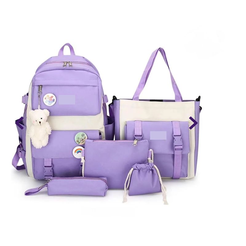 GENERICO - Maleta mochila morral bolso estuche escolar viajero 5 pz