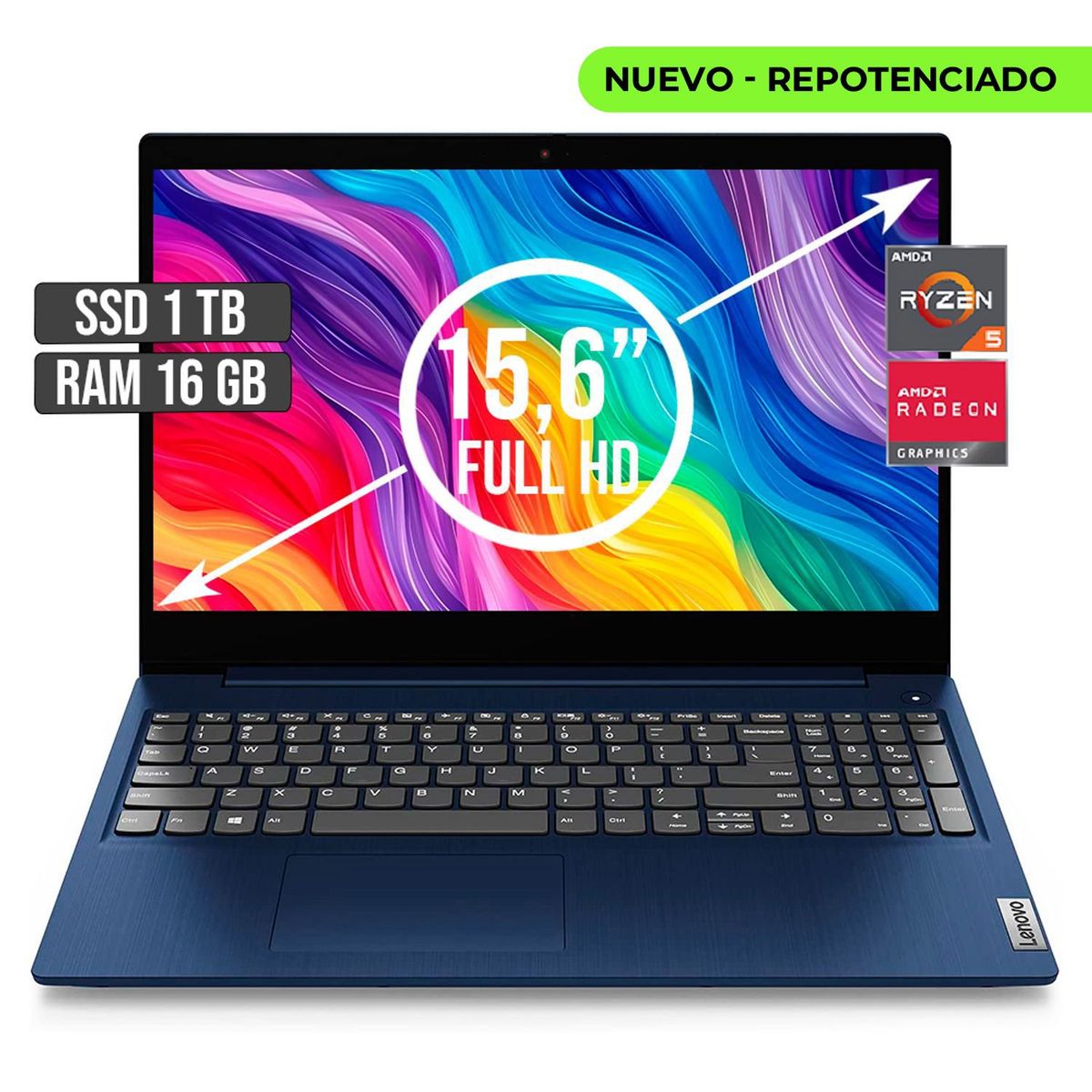 ASUS - PORTATIL LENOVO AMD RYZEN 5-7520U SSD 1TB RAM 16GB LED 15,6 FULL FHD