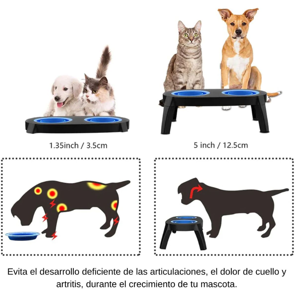 WUUFU - Comedero Elevado Para Mascotas Perros Y Gatos Rosado