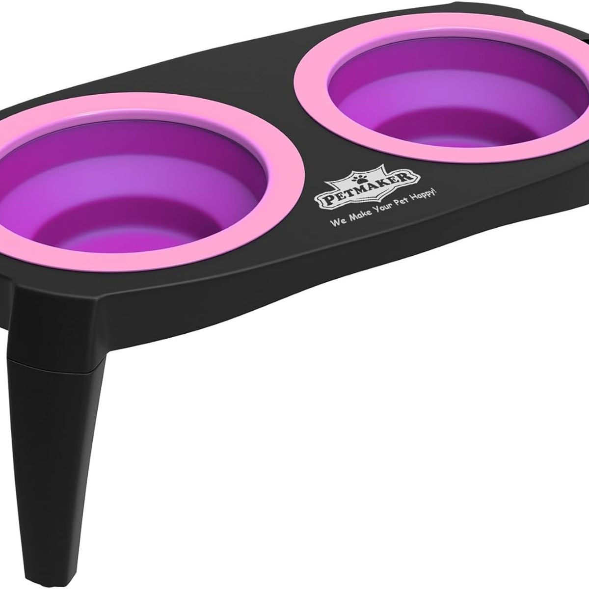 CATLIKE - Comedero Doble Alto En Silicona Rosa