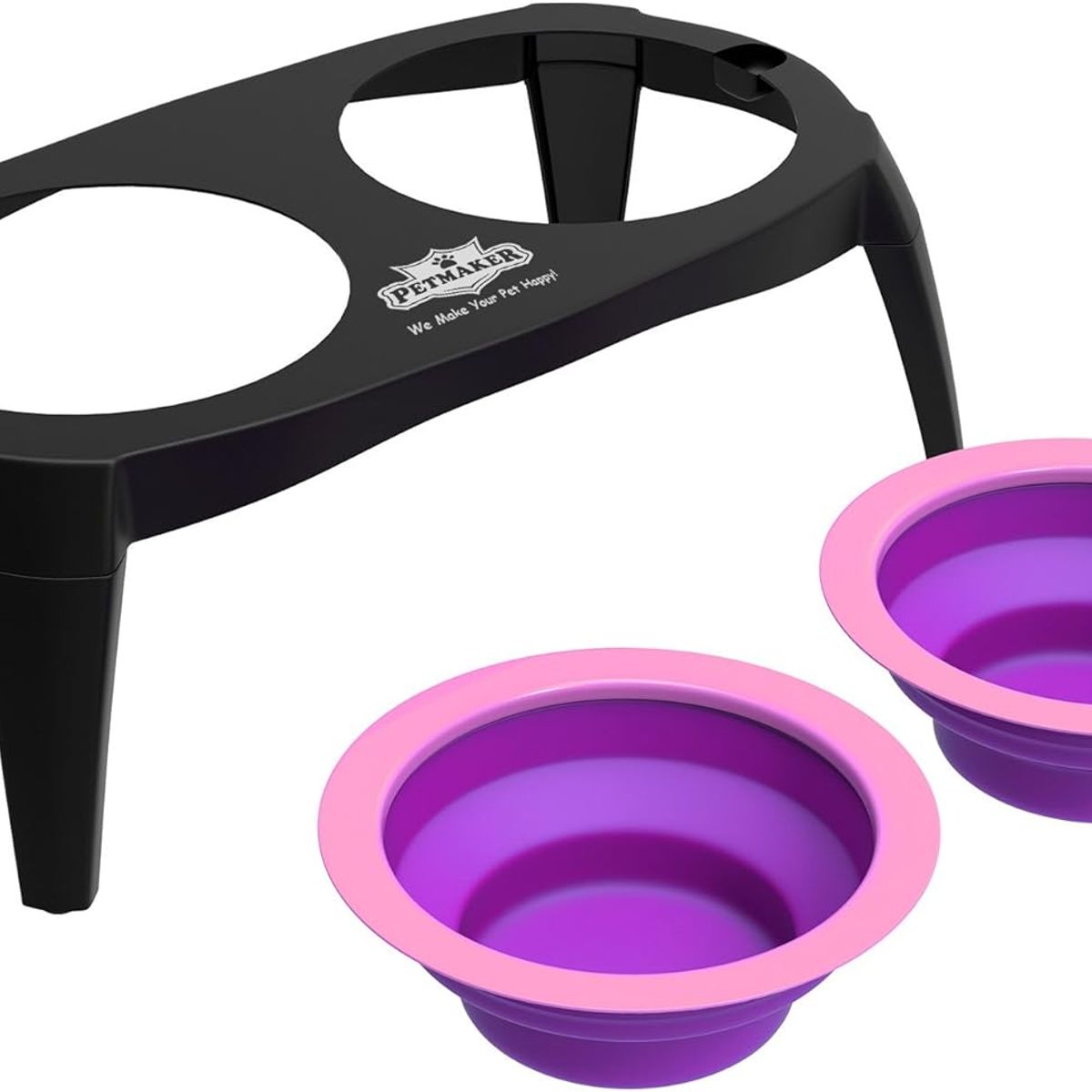 CATLIKE - Comedero Doble Alto En Silicona Rosa