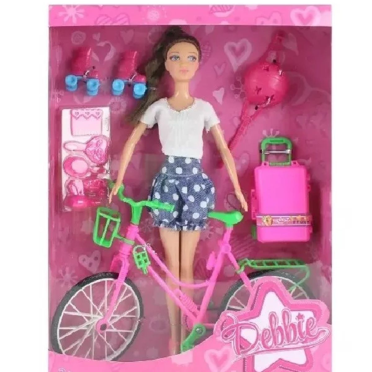 GENERICO - Muñeca Barb En Bicibleta Patines Casco Equipaje