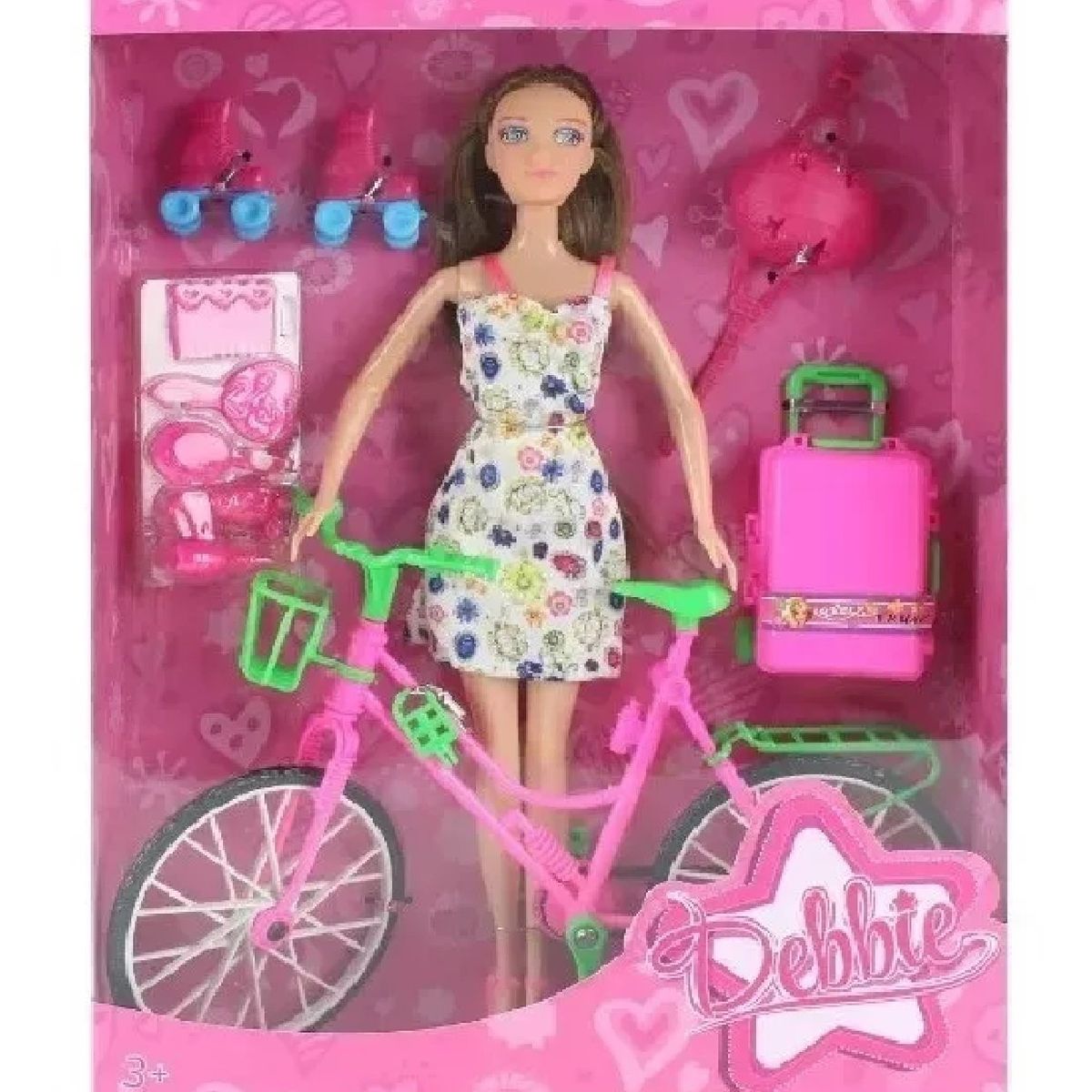 GENERICO - Muñeca Barb En Bicibleta Patines Casco Equipaje