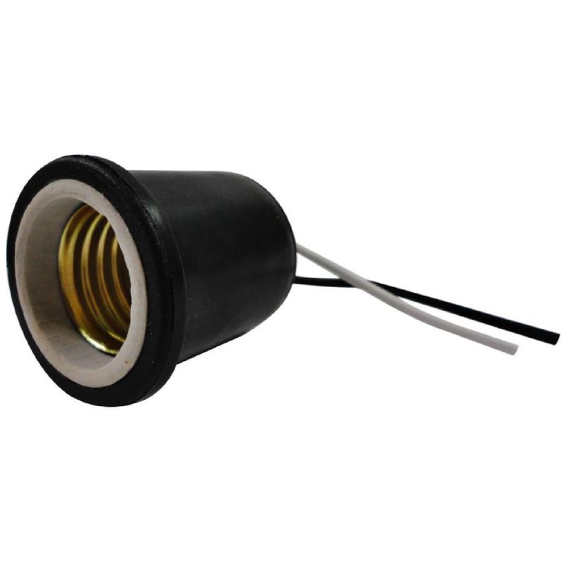 GENERICO - Porta lampara roseta cableado en negro