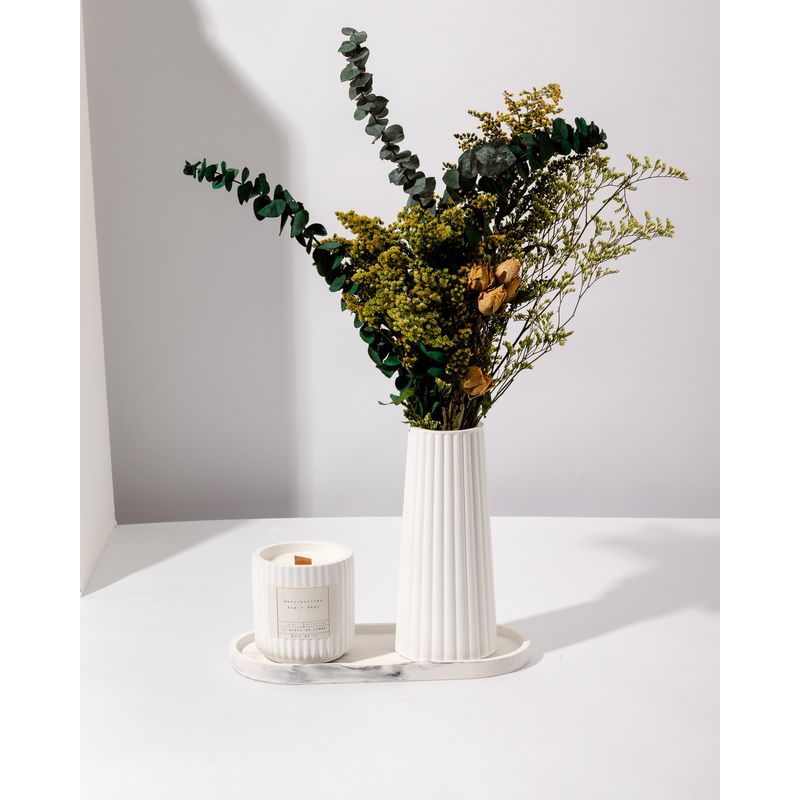 DECORACIONES ALE Y GABI - Centro De Mesa  Jarron Plato , flores y Vela Aromatica