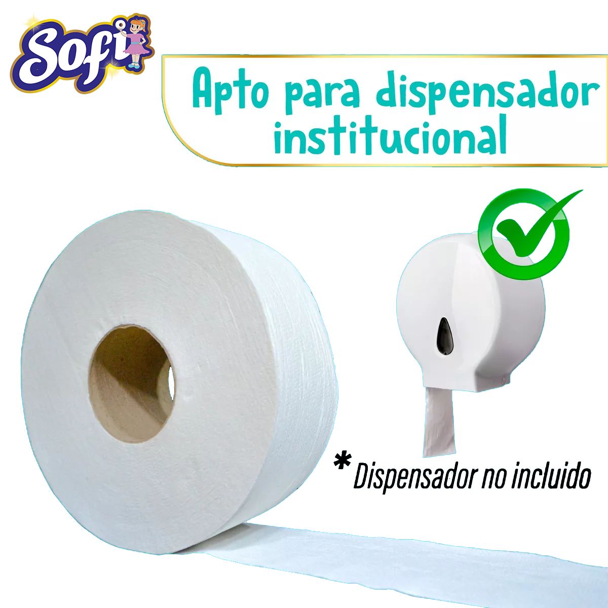 SOFI - Papel Higiénico Jumbo Institucional 250mts X4 Und Marca Sofi