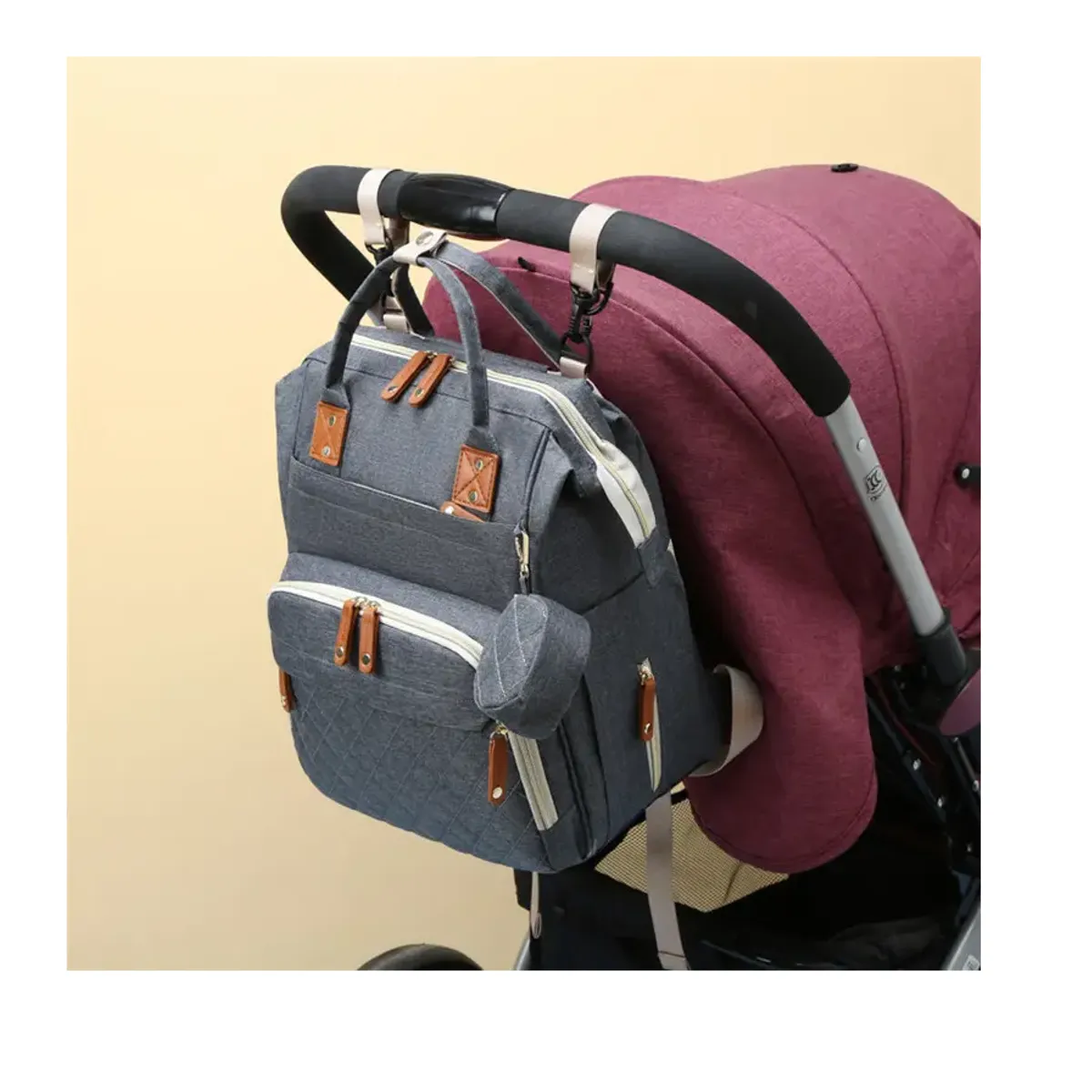 KIDSHOP - Pañalera Tipo Morral Con Bolsillos Sin Cambiador 9010-GRO