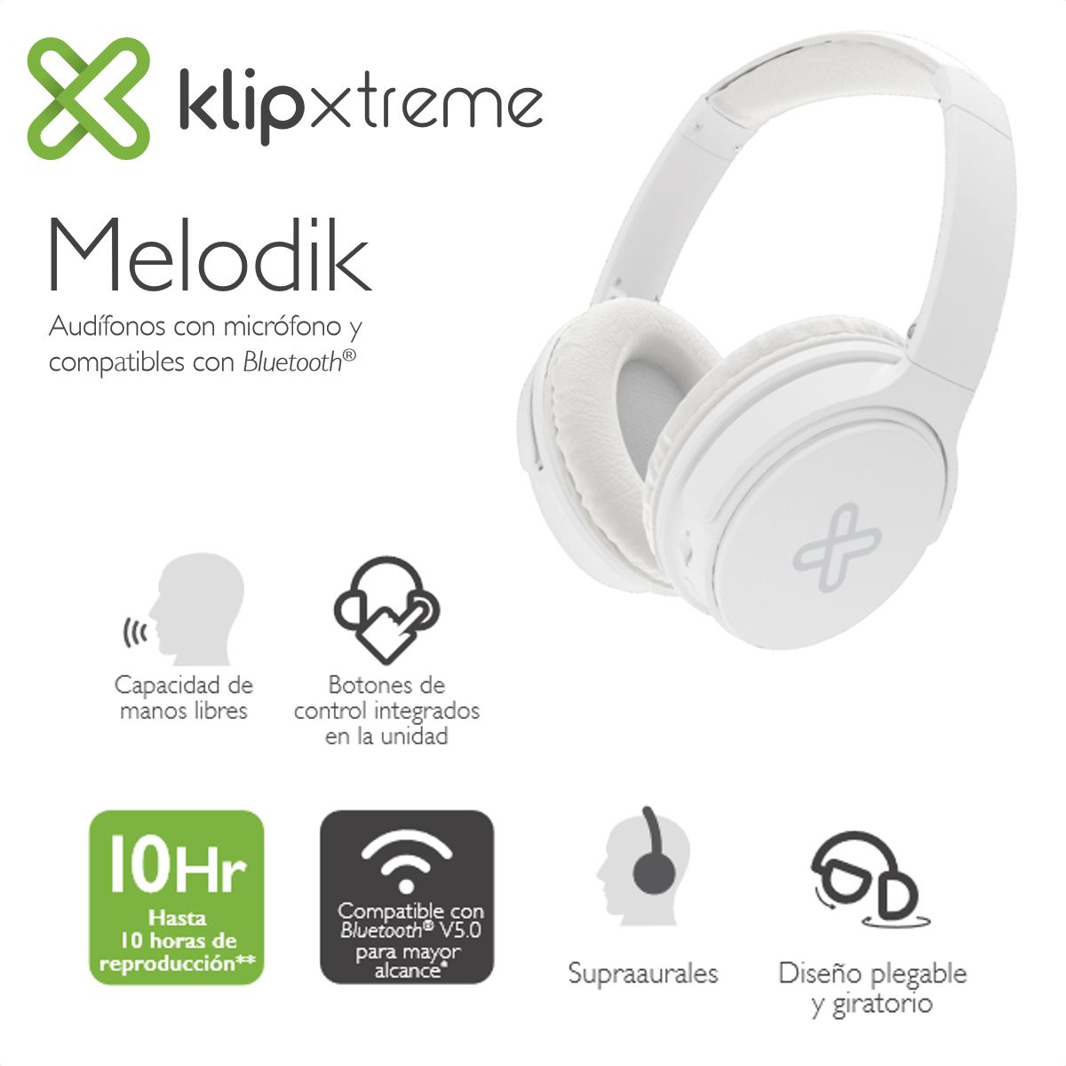 KLIP XTREME - Diadema Bt Cancelación Ruido Klip Xtreme Melodik KWH-050WH