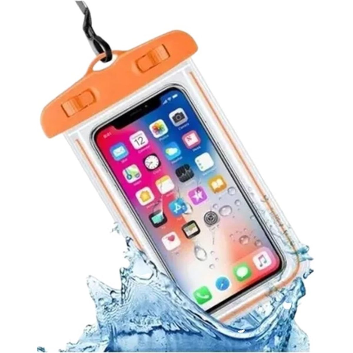 GENERICO - Forro Estuche Sumergible Impermeable Para Celular Naranja