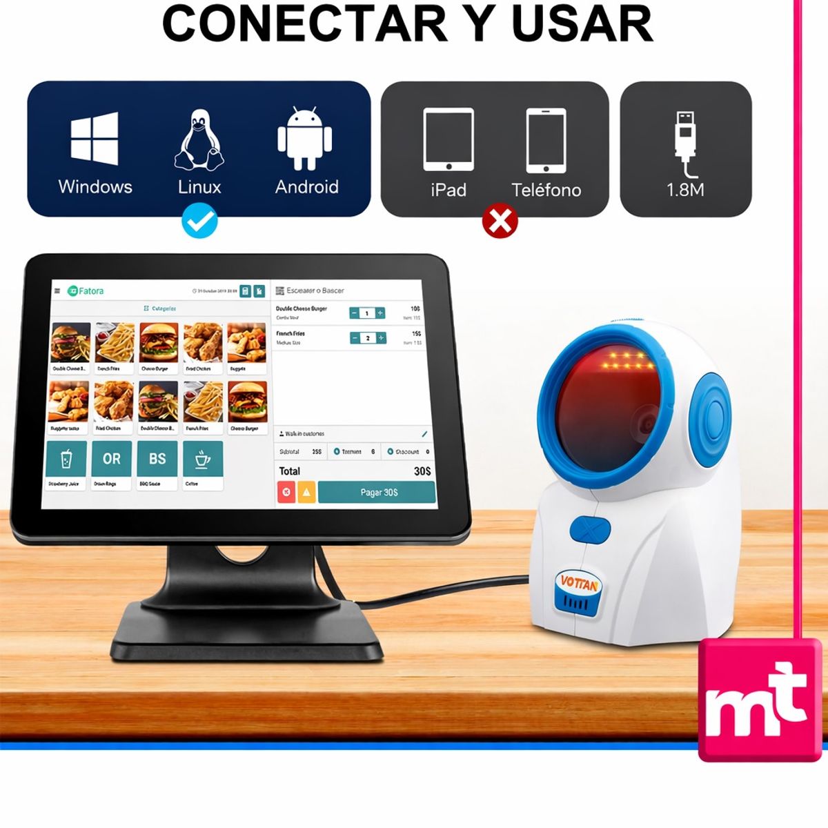 GENERICO - Lector Omnidireccional De Código De Barras Para Pos