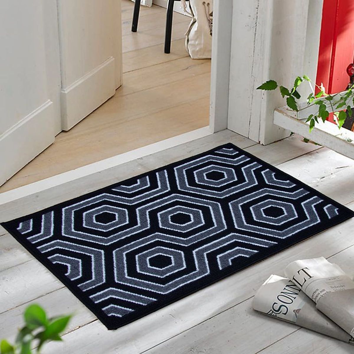 MITAPETE COM - Alfombra Tapete Pie De Cama - Entrada Negro 50 X 80cms