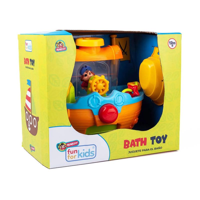MONKEY BRANDS - Juguete Para Baño Barco Pirata Con Capitán Divertido Niños