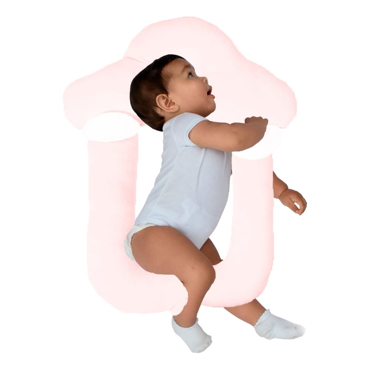 PRIMORDIAL - Almohada estabilizadora rosa con brazos para bebé