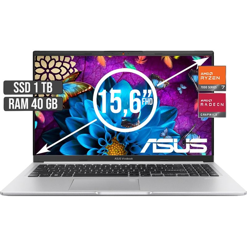 ASUS - PORTATIL ASUS AMD RYZEN 7-7730U SSD 1TB RAM 40GB LED 15,6 FULL HD