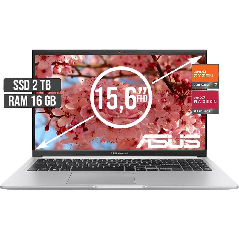 ASUS - PORTATIL ASUS AMD RYZEN 7-7730U SSD 2TB RAM 16GB LED 15,6 FULL HD
