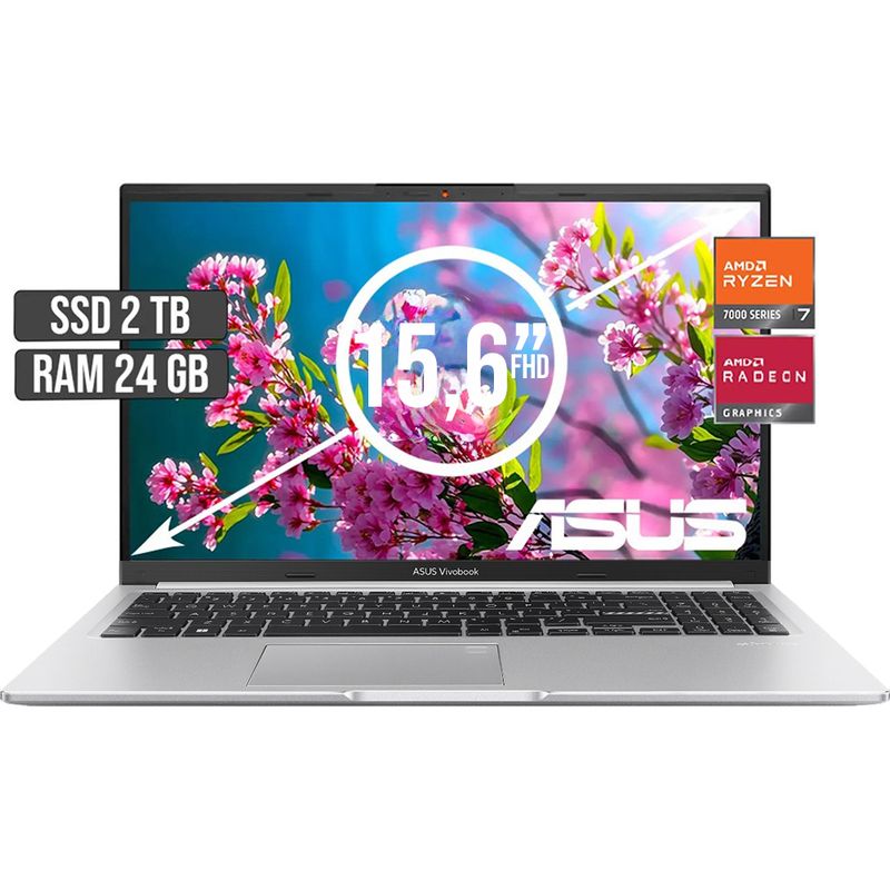 ASUS - PORTATIL ASUS AMD RYZEN 7-7730U SSD 2TB RAM 24GB LED 15,6 FULL HD