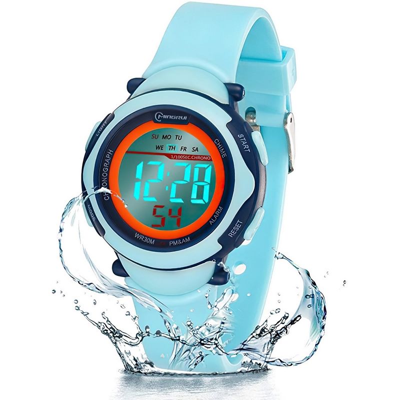 MINGRUI - Reloj Impermeable Niña Niños Digital Luz + Estuche.