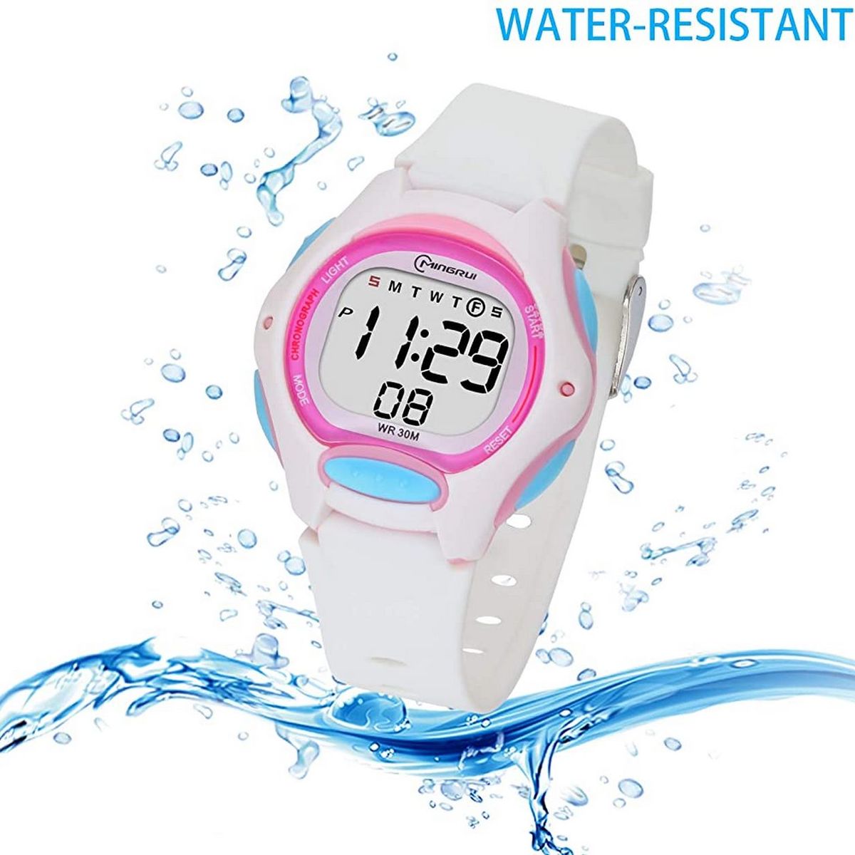 MINGRUI - Reloj Impermeable Niña Niños Digital Luz + Estuche.