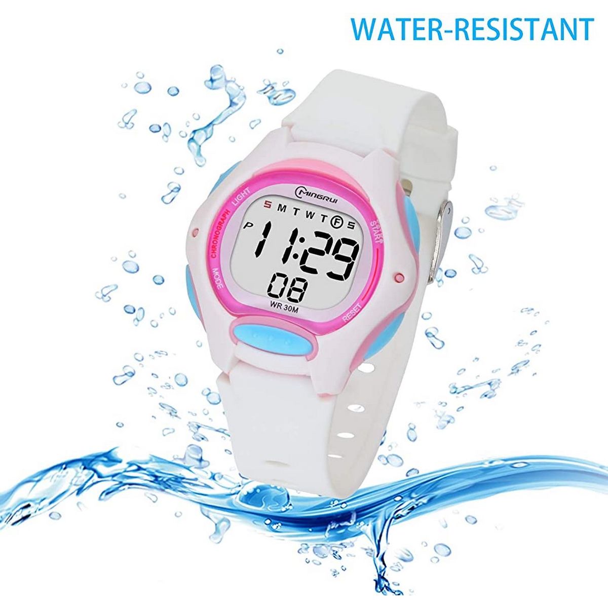 MINGRUI - Reloj Impermeable Niña Niños Digital Luz + Estuche.