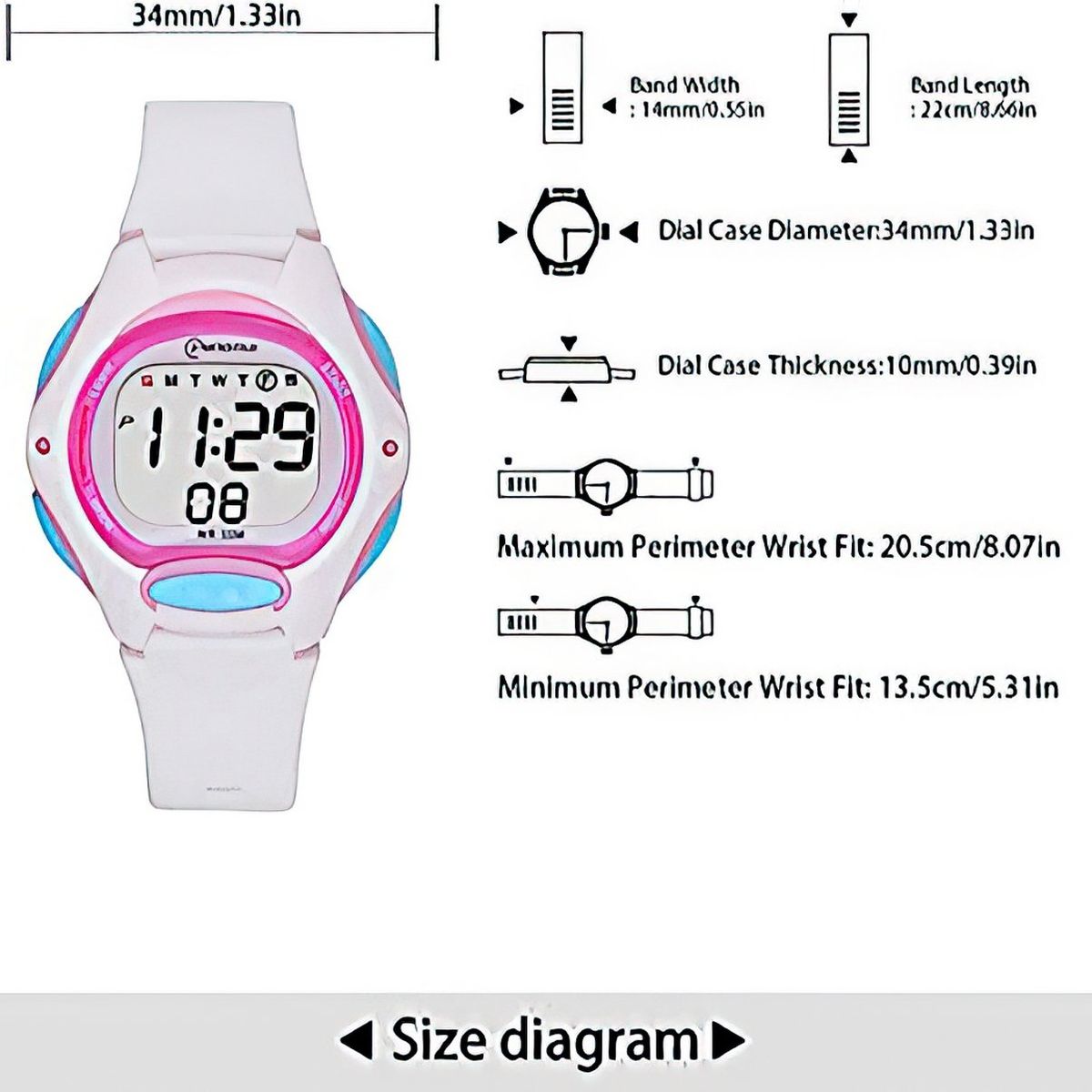 MINGRUI - Reloj Impermeable Niña Niños Digital Luz + Estuche.