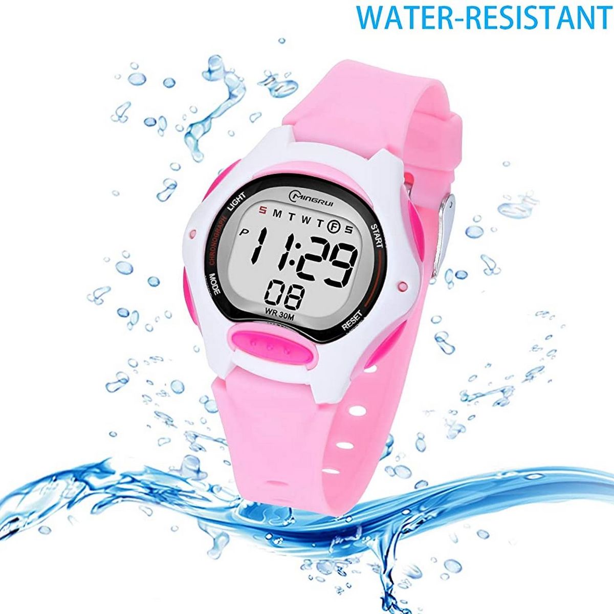 MINGRUI - Reloj Impermeable Niña Niños Digital Luz + Estuche.