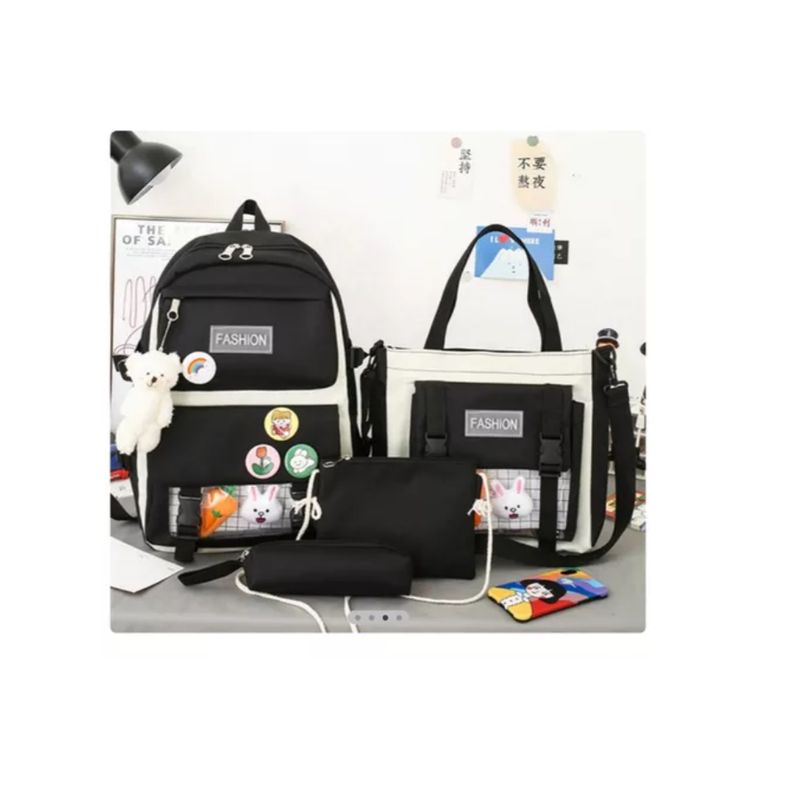 GENERICO - Maleta mochila morral bolso estuche escolar viajero 5 piezas negro