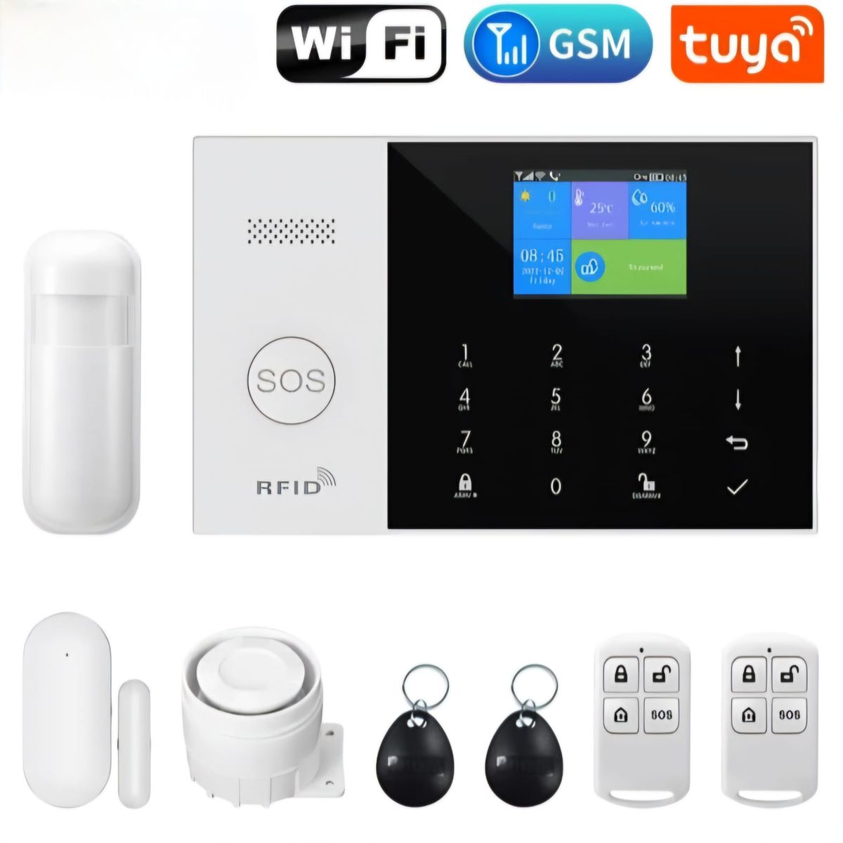 GENERICO - KIT ALARMA INTELIGENTE APP TUYA INALAMBRICA CASA OFICINA WIFI 4G GSM