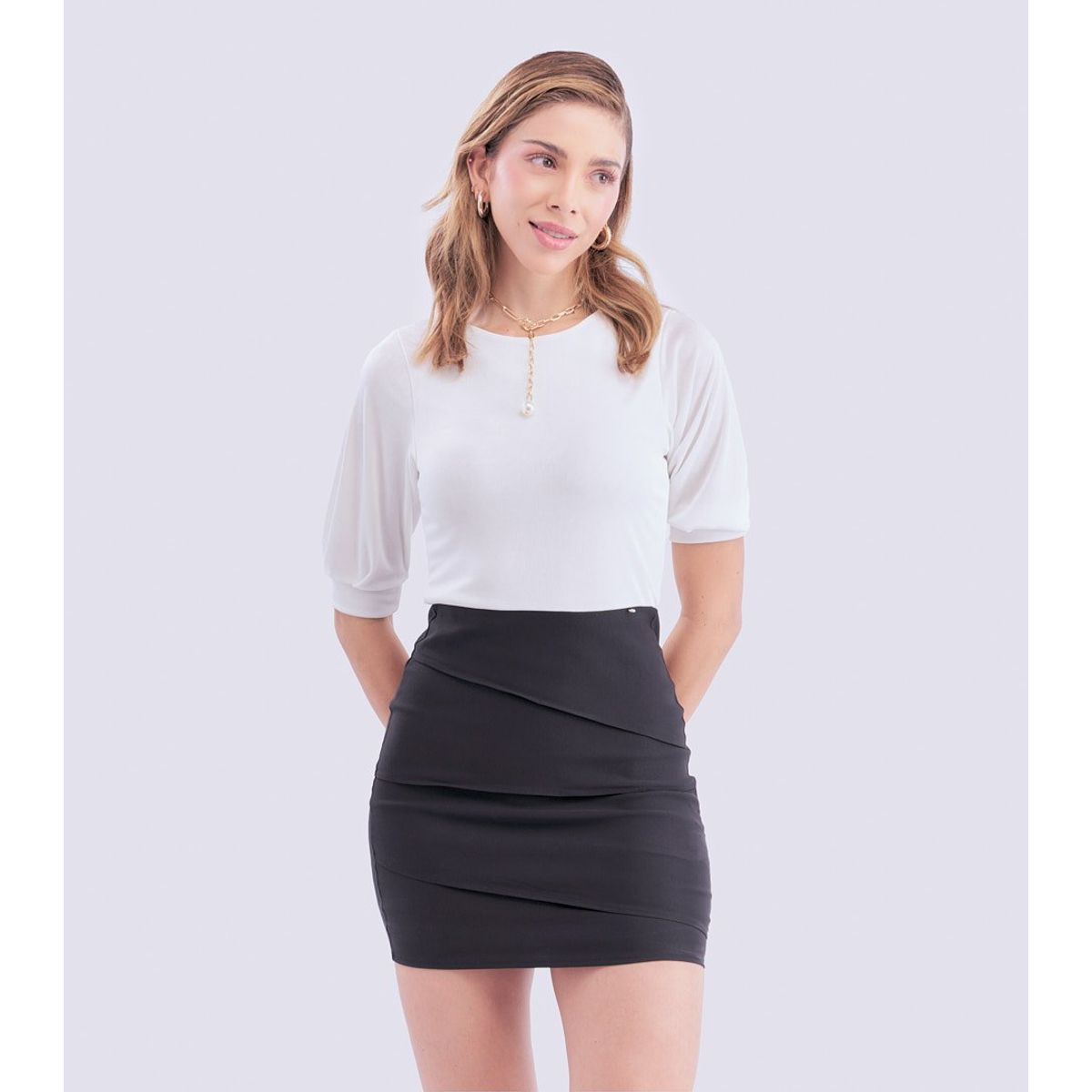 DEREK - Vestido Corto Para Mujer Combinado Derek