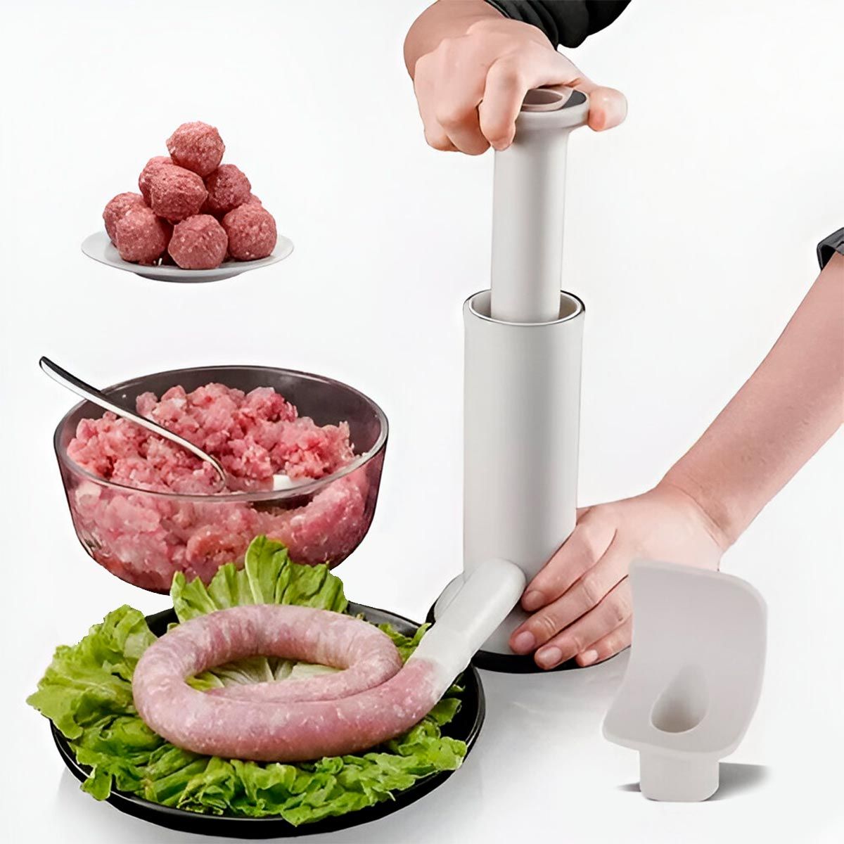 COMPRALOENCASA COM - Embutidor Manual de Salchichas y Albóndigas 2 en 1 VK-858