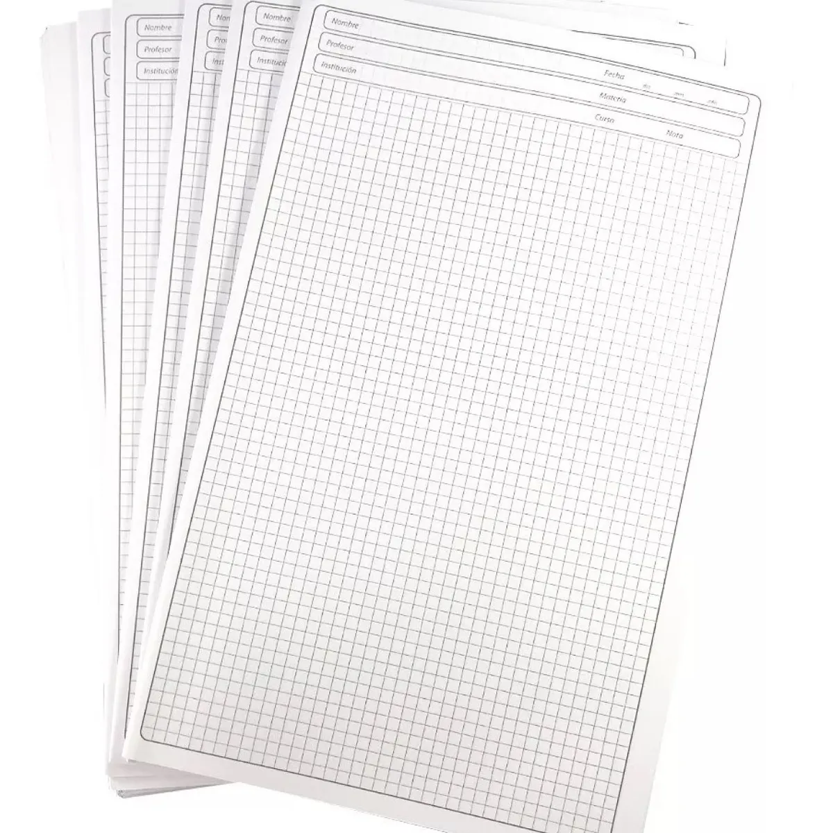 GARABATOS - Paquete Hojas Examen X 100 Hojas Doble Oficio Cuadriculadas