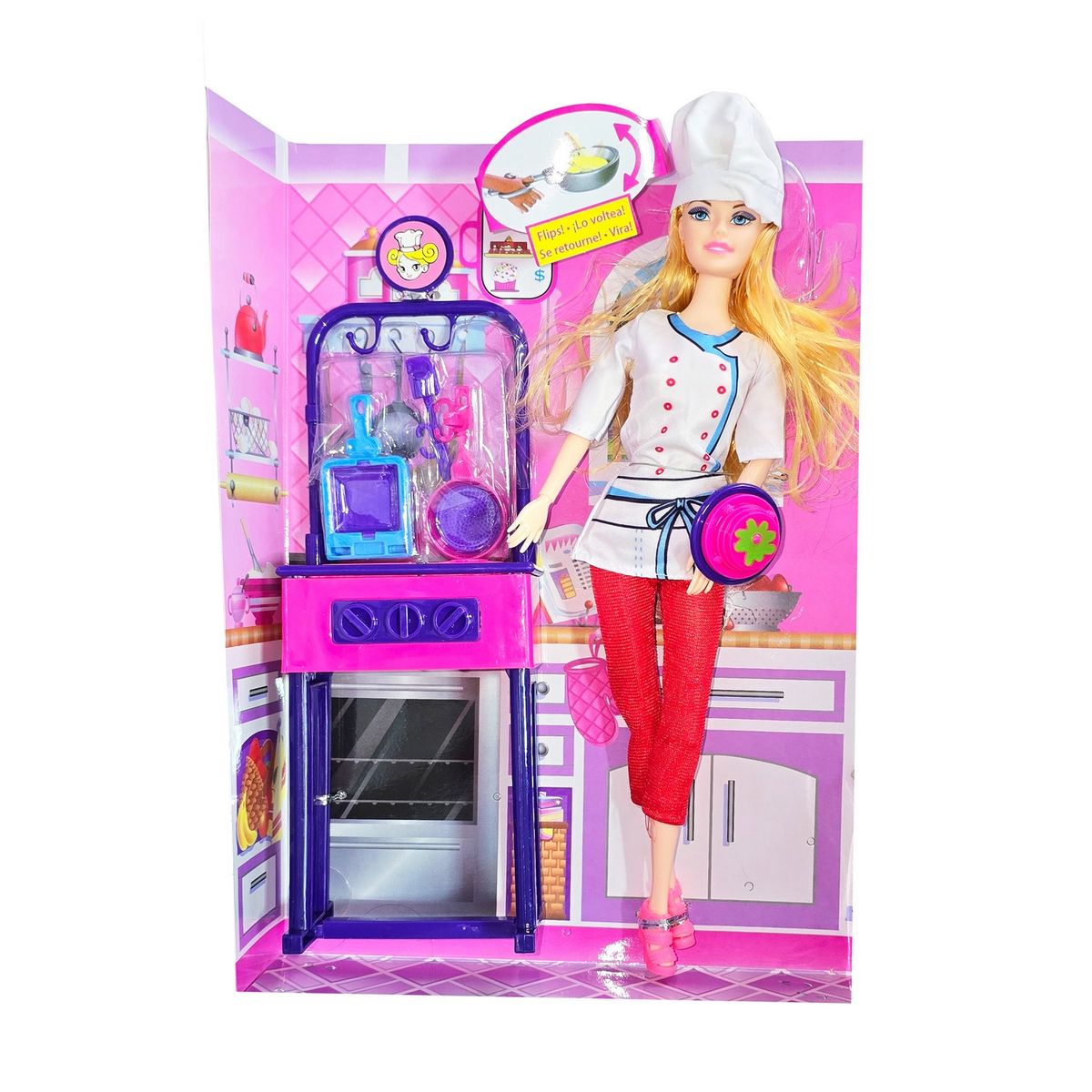 GENERICO - Muñeca Chef Cocina Juguete Sonido Accesorios Niñas Infantil