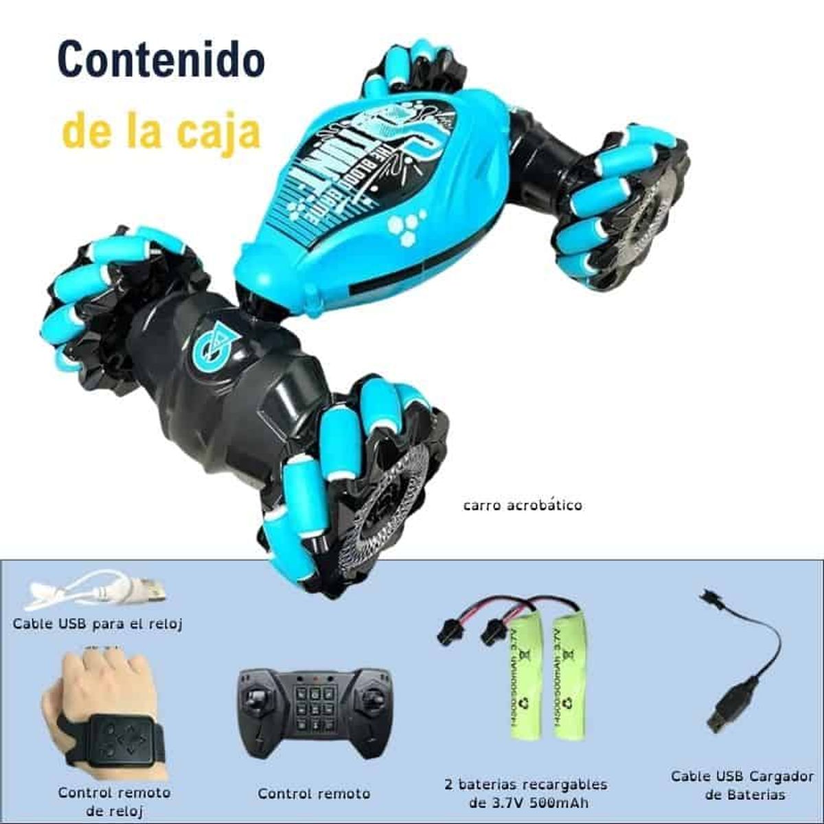 GENERICO - Carro acrobático 4x4 Control remoto sensor manilla azul.-