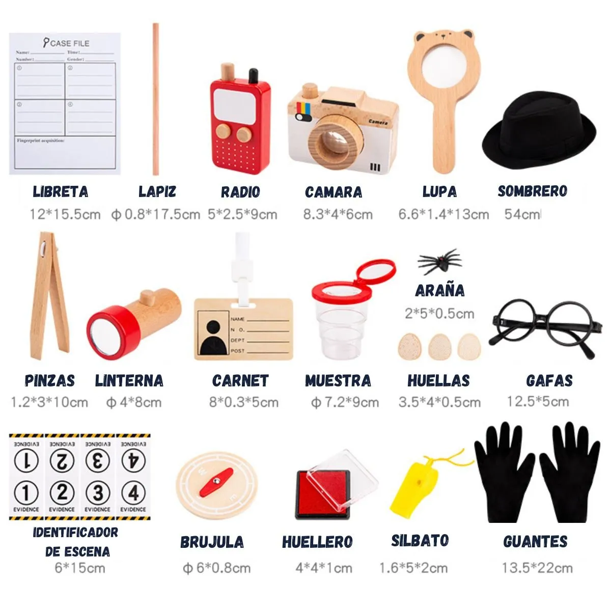 GENERICO - Juego Rol Detective Privado Kit Completo Madera